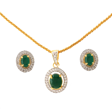 green ad chain pendant set