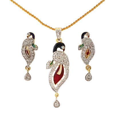 ad pendant set with meena